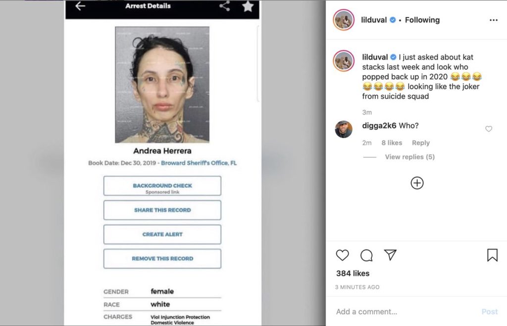 PLEASE DON’T BRING HER INTO 2020: Lil Duval Trolls Kat Stacks’ Alleged New Mugshot – “Looking Like The Joker”